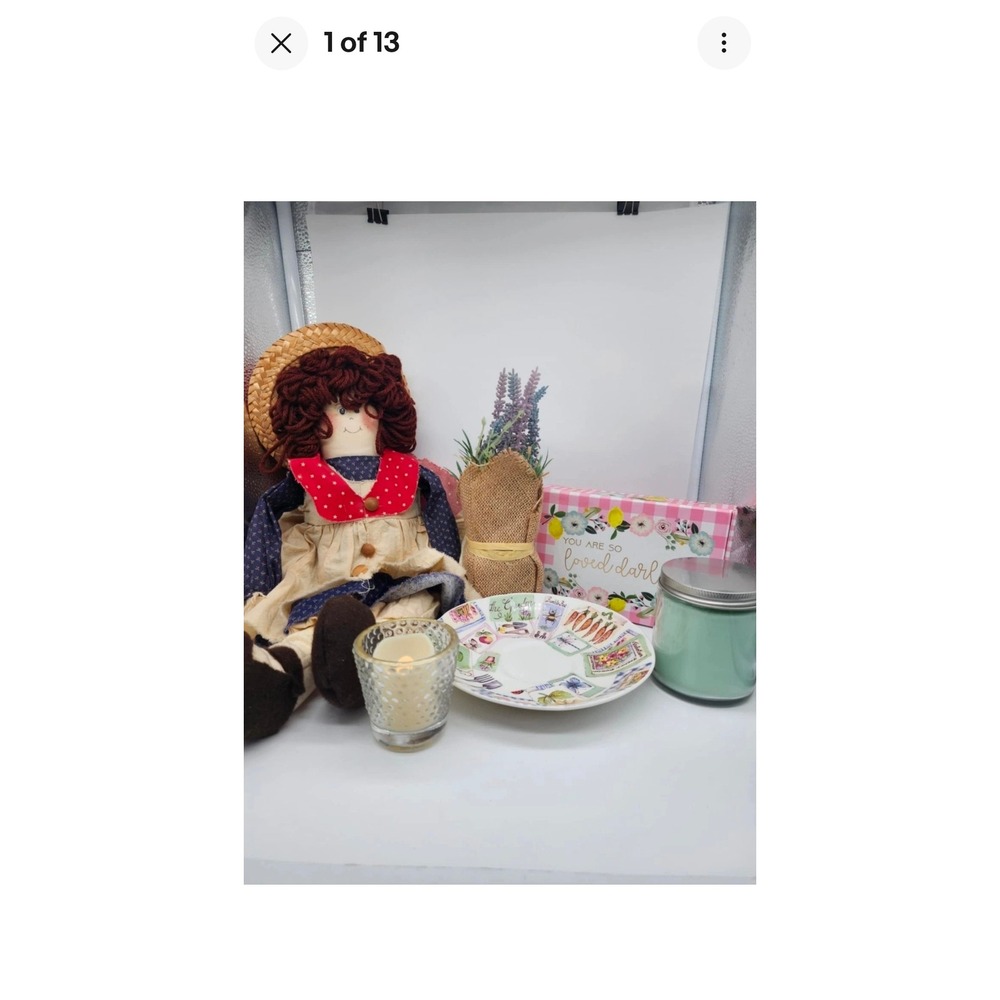 Country Cottage Gift Set Lucy Kirk Bone China Saucer Rag Doll Lavender Bundle